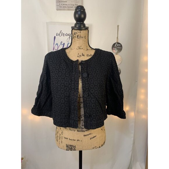 (E-127) Ann Taylor 3/4 sleeves womens top size M black color‎ - Picture 3 of 7